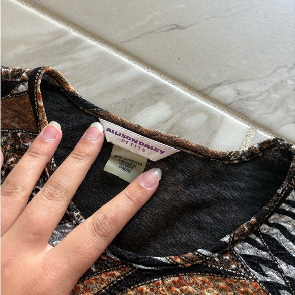 Alfred Dunner Brown and Black Patterned Blouse - Picture 2 of 3